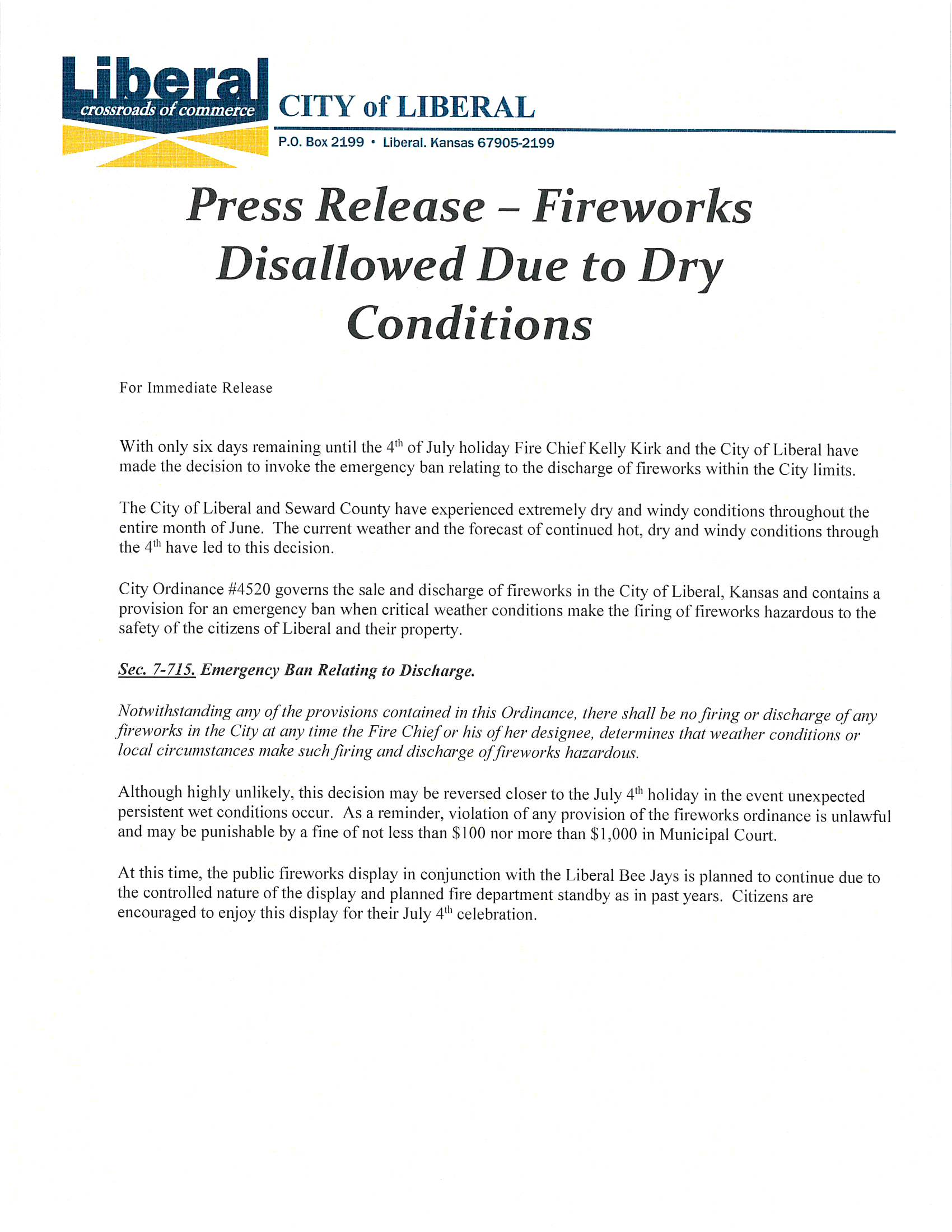 6-29-20 Ban Discharge of Fireworks