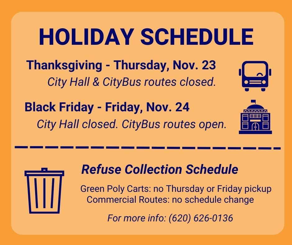 City Hall and multiple City departments will be closed Thursday & Friday for the holiday.